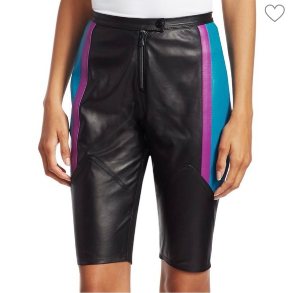 NWT ARTICA-ARBOX Colorblock Leather Bike Shorts Size 0 - Picture 1 of 15